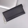 Portafoglio lungo nero da donna con catena dorata anello chiavi pochette sottile tasca - Nero