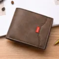 Heren retro bruine korte portemonnee multi-kaartvak business mode compacte lederen portemonnee - Donkere Koffie