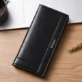 Portafoglio lungo uomo affari pelle nera pochette grande capacità elegante borsello - Nero