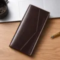 Portafoglio uomo lungo da affari marrone in vera pelle porta carte borsa casual elegante - Caffè Scuro