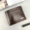 Portafoglio uomo marrone in pelle corto business moda bifold porta carte monete. - Caffè Scuro