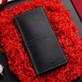 Portafoglio uomo lungo in pelle sottile porta carte custodia casual regalo nero nuovo - Nero