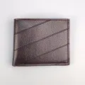 Portafoglio corto da uomo in pelle PU con cuciture diagonali, design classico e grande capienza. - Caffè Scuro