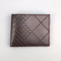 Portafoglio corto da uomo in pelle PU con motivo geometrico a griglia elegante e pratico. - Caffè Scuro
