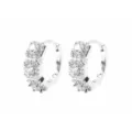 Silberne quadratische Zirkonia Creolen für Damen und Herren modischer geometrischer Schmuck - ER855 Ohrreif-Stil / Ein Paar / Silber
