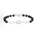 Süßer Cartoon Welpe Anhänger schwarze Perle Silber Armband Schmetterling Detailaufnahme - Herren Welpe (S671) / Schwarz