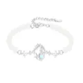 Silver-plated magical girl crescent moon bracelet with white beads and rhinestone details. - The Little Prince (S686)