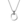 Heren Moebius Dubbele Ring Halsketting Grieks Patroon Strass Hanger Ketting Hip Hop - Met Kralenketting