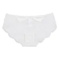 Women's white lace sheer mesh low-mid waist sexy breathable comfortable everyday briefs. - S / White