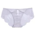 Women's sexy lace panties sheer mesh mid-waist breathable comfortable underwear piece - S / Purple