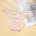 Mutandine pizzo vita media donna traspirante sexy lingerie morbida estate rosa slip fine comodo - Taglia S / Rosa chiaro
