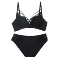 Black French lace bra and panties underwear set, thin breathable lingerie set for women. - 70B / Top And Bottom / Black