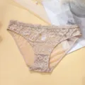 Mutandine donna in pizzo vita media traspirante sexy lingerie comfort slip khaki beige - Taglia S / Nudo