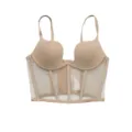 Nude push-up corset bra with mesh side panels and structural boning for women daily. - 70B / Tops / Nude
