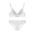 Wit Franse kanten lingerieset met draadloze driehoekige beha en bijpassend ondergoed. - L Past (80ABC) / Top en Broek / Wit