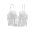 White mesh corset bra, strappy bustier top with boning support, women's sexy undergarment - 70B / Tops / White