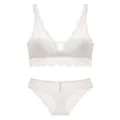 Weißes französisches bügelloses Spitzen-BH- und Höschen-Set, sexy bequeme Damenunterwäsche. - S (70ABC) / Weiß