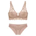 Französisches bügelloses Spitzen-BH-Set, sexy gepolsterte Damenunterwäsche, bequeme Passform. - S (70ABC) / Rosa