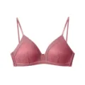Draadloze kanten bh met Franse driehoek cups in roze, comfortabele dagelijkse ondergoed hoofdview. - S / Tops / Karmijnrood