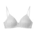 Witte kanten draadloze triangel bralette, comfortabele dagelijkse bh met bloemenmotief. - S / Tops / Wit