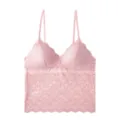 Top lencero de encaje rosa con delicado patrón floral y tirantes finos ajustables. - S(Adecuado para 70ABC) / Tops / Rosa
