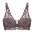 Comfortable wireless French lace bralette for women, breathable sexy everyday wear bra. - Purple