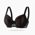 Plus size full cup lace bra for women, push up design with wide straps for support and comfort. - 95H / Black And Nude