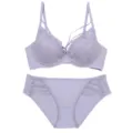 Women French lace lingerie set push up bra and matching panties sexy underwear light purple - 70B / Top And Bottom / Light Purple