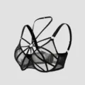 Plus Size Minimierer BH schwarz transparent Netz strappy atmungsaktiv Damen Unterwäsche - 75C / Oberteile / Schwarz