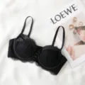 Elegant black lace French push-up bra for women, sexy thin design with comfortable straps. - 80B/36B / Black