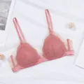 Franse romantsische kanten bralette zonder beugel, sexy roze driehoek bh voor vrouwen. - S / Roze