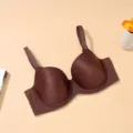 Plus-size brown full cup bra for women with wide straps and comfortable support for daily wear. - 75D / Tops / Brown