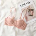 Pink lace bra wireless push up floral lingerie elegant intimate apparel for women top - 80B/36B / Shrimp Pink