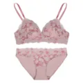 Pink lace bra panties set detail view, delicate floral lace design, soft comfortable fabric. - S Fits 70 (ABC) / Light Pink