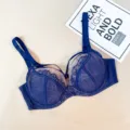 Blue French lace plus size bra with full cup and soft underwire for comfortable daily wear. - 95H / Sapphire Blue