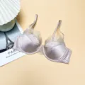 French style sexy lace push-up bra for women, elegant satin material, comfortable fit. - S / Tops / Champagne