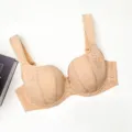 Plus size nude lace full cup bra, wide straps anti sagging push up comfortable lingerie variant. - 75D / Tops / Nude