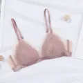 Vrouwen kant bralette sexy driehoek cup roze beugelloze bh comfortabel ondergoed lingerie - S / Licht Koffie