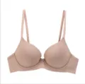 Bequemer, nahtloser Push-up-BH in Nude für Damen, glatte geformte Cups, Alltags-Wäsche. - Nude