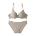 Women seamless lingerie set nude push up bra and underwear comfortable daily wear - Nude