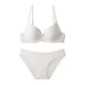 White seamless women bra and panties set, comfortable daily underwear and supportive lingerie. - 75E / Top And Bottom / White