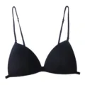 Zwarte triangel bh met smalle spaghettibandjes en voorsluiting voor dagelijks comfort. - S / Tops / Zwart