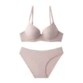 Pink seamless bra and panties set, push-up undergarment with smooth comfort for women daily wear. - 75E / Top And Bottom / Pink