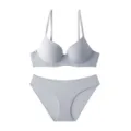 Seamless bra and panties lingerie set in solid gray, designed for comfort and support. - 75E / Top And Bottom / Gray