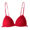 Rode driehoek bh met voorsluiting en smalle verstelbare bandjes, comfortabele dameslingerie. - Rood