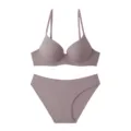 Seamless women's bra and panty underwear set in dusty purple, comfortable and supportive. - Purple