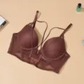 Französischer Korsett-BH, tiefes V Push-up, atmungsaktive Mesh sexy Unterwäsche Damen. - 70B / Schokoladenbraun