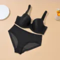 Ensemble soutien-gorge grand bonnet et culotte noir, lingerie respirante pour femmes. - 75C / Ensemble / Noir
