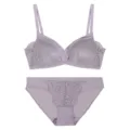 Franse stijl draadloze kanten bh en slip set ademend comfortabel ondergoed voor dames - S / Top en Broek / Lichtgrijs