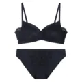Zwarte Franse beugelloze kant bh en slip set, ademende driehoek cup lingerieset voor dames. - S / Top en Broek / Zwart